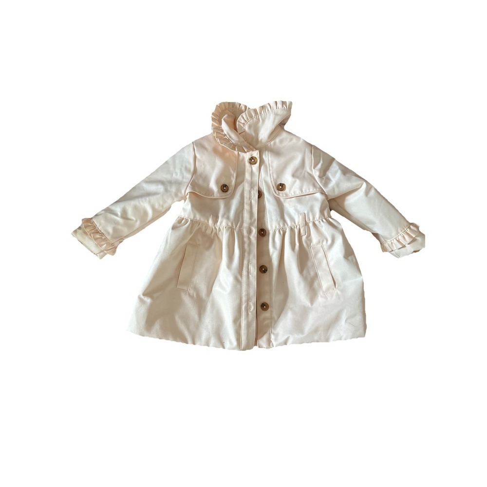 Tahari Baby Girls Pink Ruffle Collar Belted Trench Easter Coat Jacket 12M